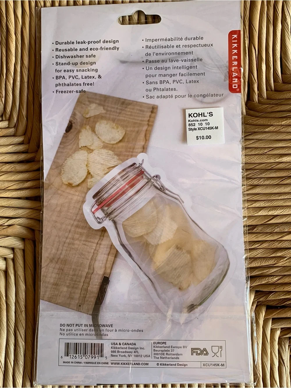 Kikkerland novelty stand-up reusable food storage bags